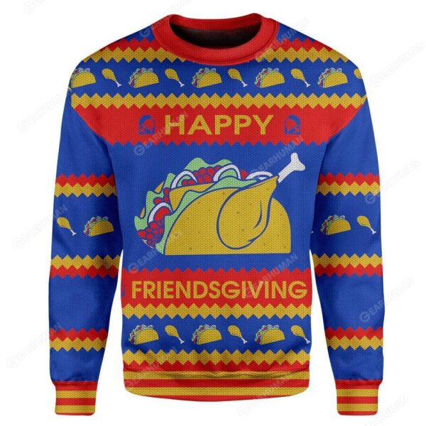 Gearhumans Custom Ugly Happy Friendsgiving Apparel HD-TT19101909 3D Apparel Long Sleeve S