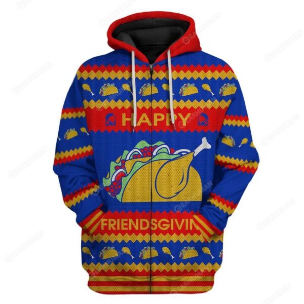 Gearhumans Custom Ugly Happy Friendsgiving Apparel HD-TT19101909 3D Apparel Zip Hoodie S 