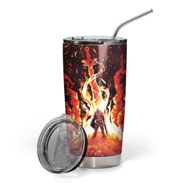 Gearhumans Dearhuman 3D Dark Souls Chosen Undead Through The Bonfire Custom Design Vacuum Insulated Glitter Tumbler GH21054 Glitter Tumbler 20oz/Glitter
