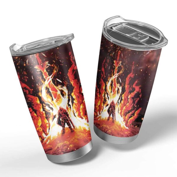 Gearhumans Dearhuman 3D Dark Souls Chosen Undead Through The Bonfire Custom Design Vacuum Insulated Glitter Tumbler GH21054 Glitter Tumbler