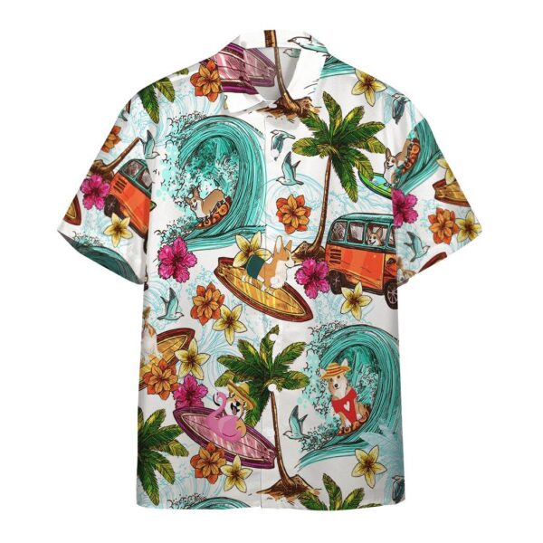 Gearhumans Enjoy Surfing With Corgi Dog Custom Short Sleeve Shirt GS03062120 Hawai Shirt Short Sleeve Shirt S 