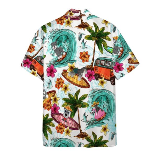 Gearhumans Enjoy Surfing With Miniature Schnauzer Dog Custom Short Sleeve Shirt GS04062122 Hawai Shirt
