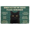 GearHuman 3D Please Remember Black Cat House Rules Doormat GR220147 Doormat Doormat S(15,8''x23,6'')