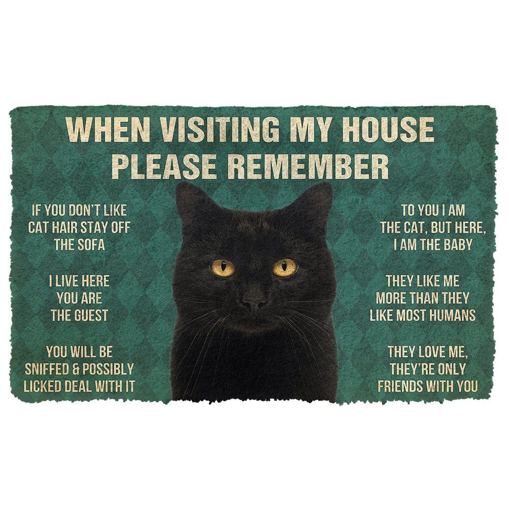 GearHuman 3D Please Remember Black Cat House Rules Doormat GR220147 Doormat Doormat S(15,8''x23,6'')