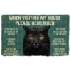 GearHuman 3D Please Remember Cool Black Cat House Rules Doormat GR220198 Doormat Doormat S(15,8''x23,6'')