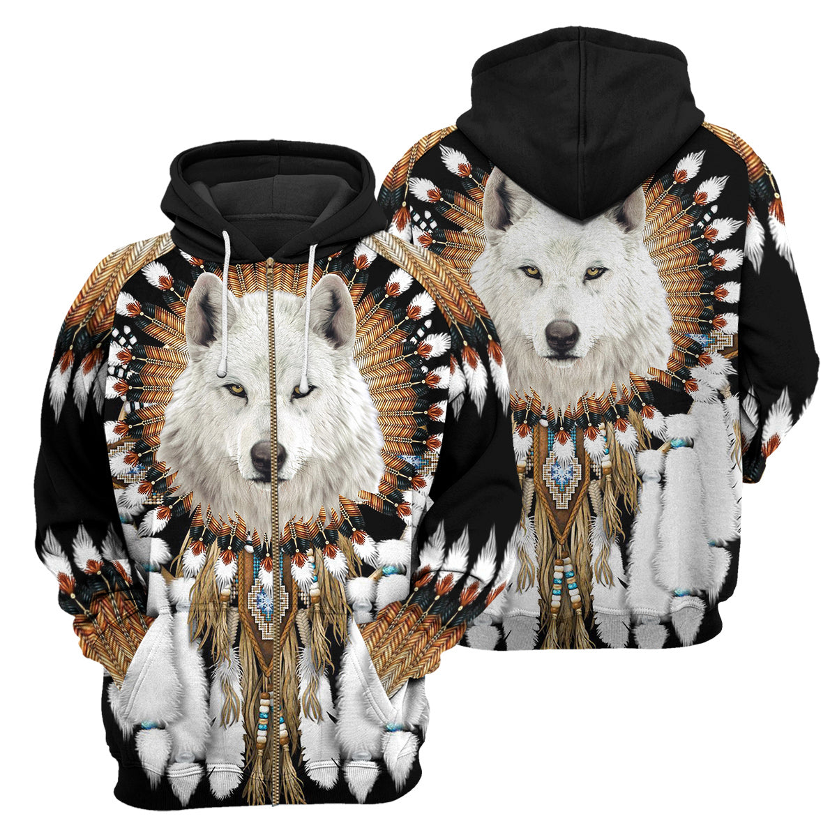 Gearhumans Wolf Native American - 3D All Over Printed Shirt - Image 4