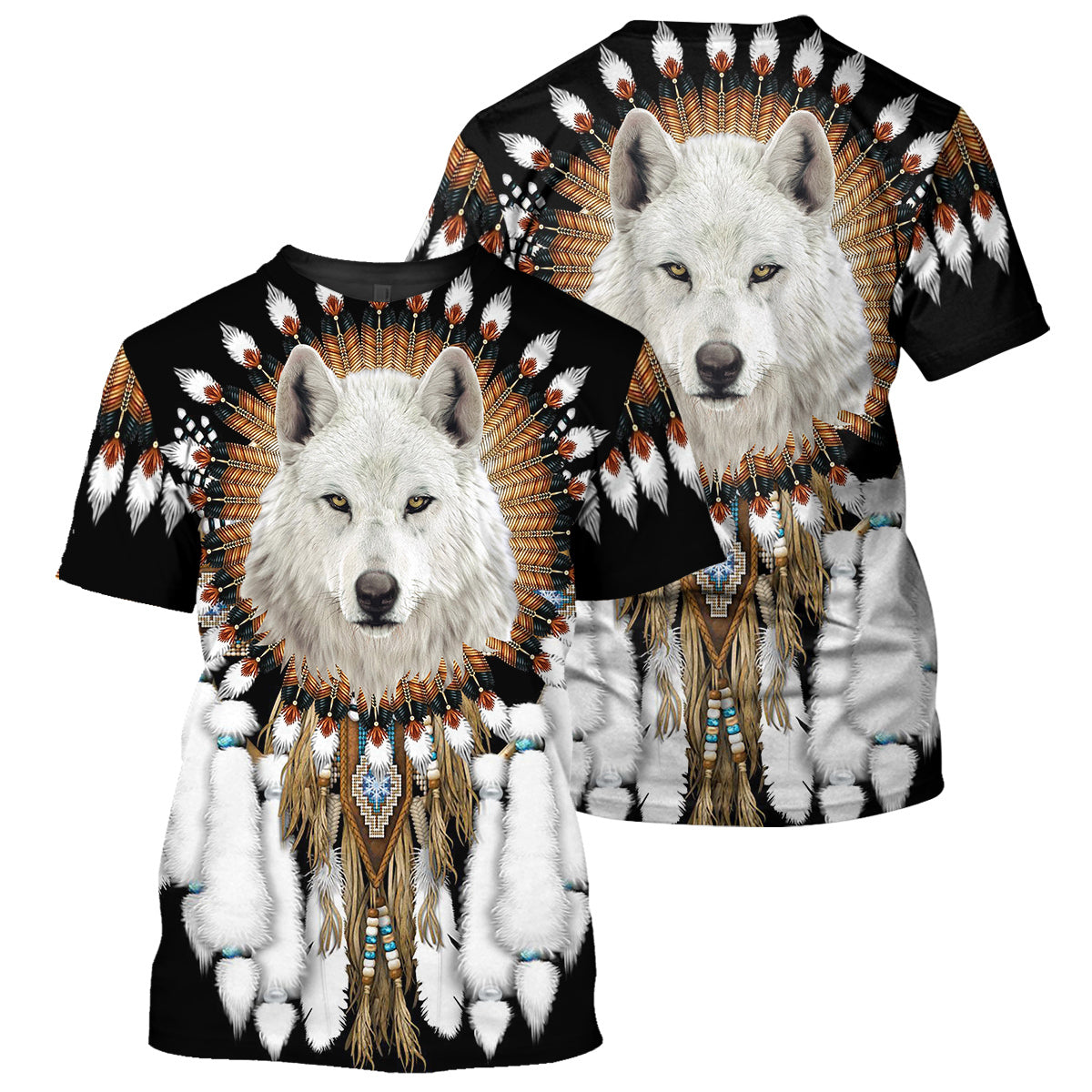 Gearhumans Wolf Native American - 3D All Over Printed Shirt - Image 3