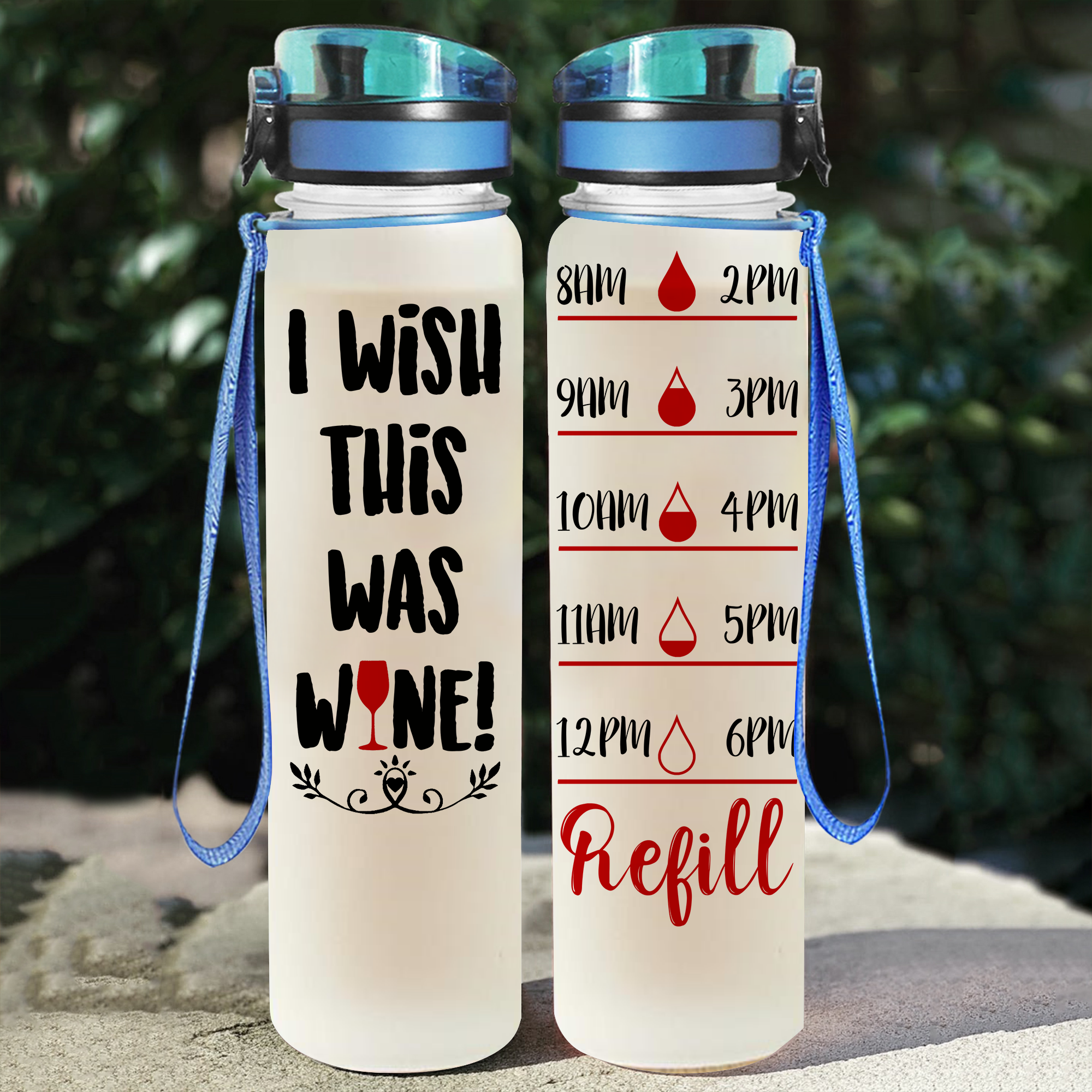 Gearhumans Wish This Was Wine - Water Tracker Bottle - Image 2