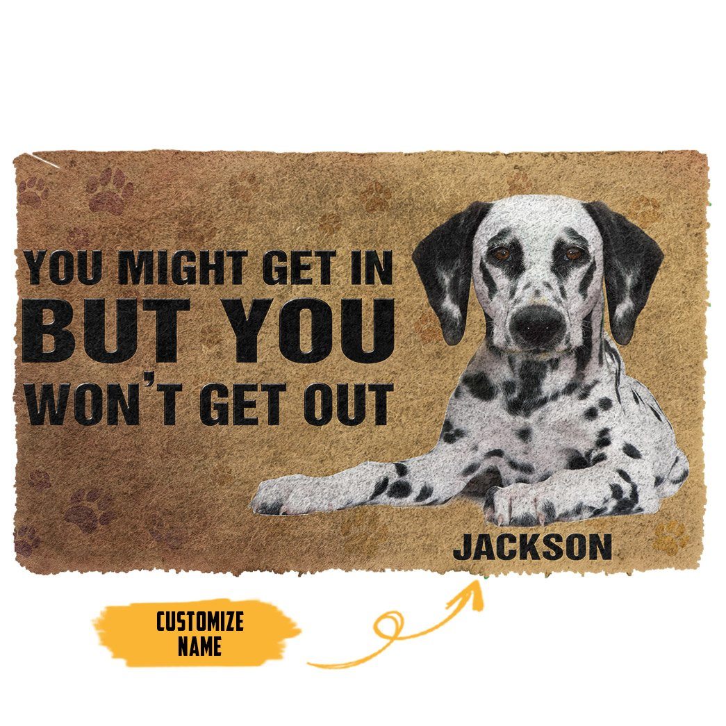 GearHuman 3D Dalmatian Custom Name Doormat GV22016 Doormat Doormat S(15,8''x23,6'')
