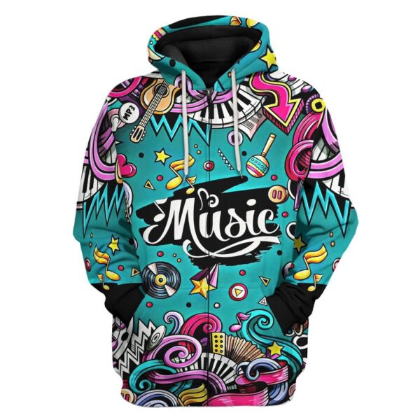GearHuman 3D Fashion Musical Instruments Cutsom Shirt GR12014 3D Apparel Zip Hoodie S 