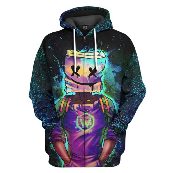 GearHuman 3D Marshmello EDM Custom Shirt GR120119 3D Apparel Zip Hoodie S 