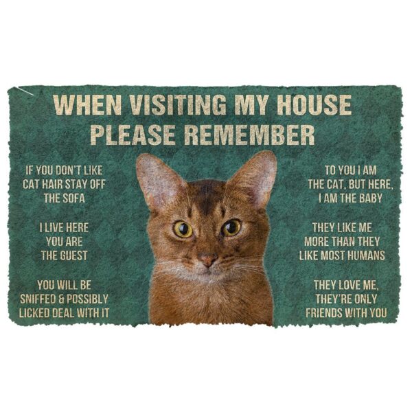 GearHuman 3D Please Remember Abyssinian Cats House Rules Doormat GV260112 Doormat Doormat S(15,8''x23,6'')