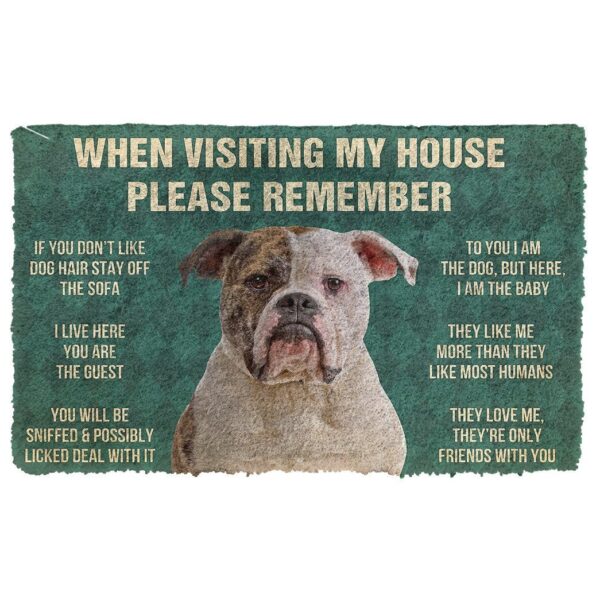 GearHuman 3D Please Remember American Bulldog Dog's House Rules Custom Doormat GR220164 Doormat Doormat S(15,8''x23,6'')