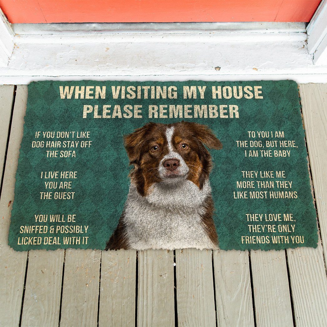 GearHuman 3D Please Remember Australian Shepherd Dogs House Rules Custom Doormat GR220167 Doormat