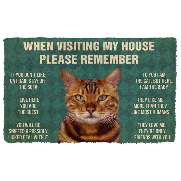 GearHuman 3D Please Remember Bengal Cat House Rules Doormat GR220148 Doormat Doormat S(15,8''x23,6'') 