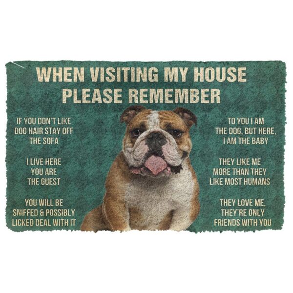 GearHuman 3D Please Remember Bulldog Dog's House Rules Doormat GR20013 Doormat Doormat S(15,8''x23,6'') 