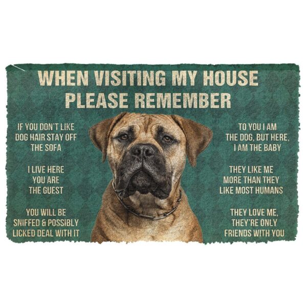 GearHuman 3D Please Remember Bullmastiff Dog's House Rules Doormat GR200114 Doormat Doormat S(15,8''x23,6'') 