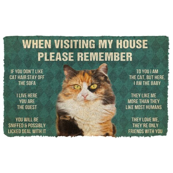 GearHuman 3D Please Remember Calico Cat House Rules Doormat GR15011 Doormat Doormat S(15,8''x23,6'') 