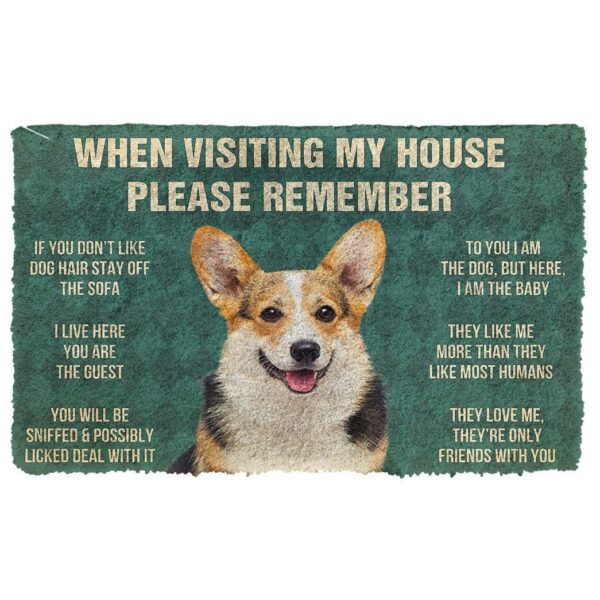 GearHuman 3D Please Remember Corgi Dog's House Rules Doormat GR20019 Doormat Doormat S(15,8''x23,6'') 