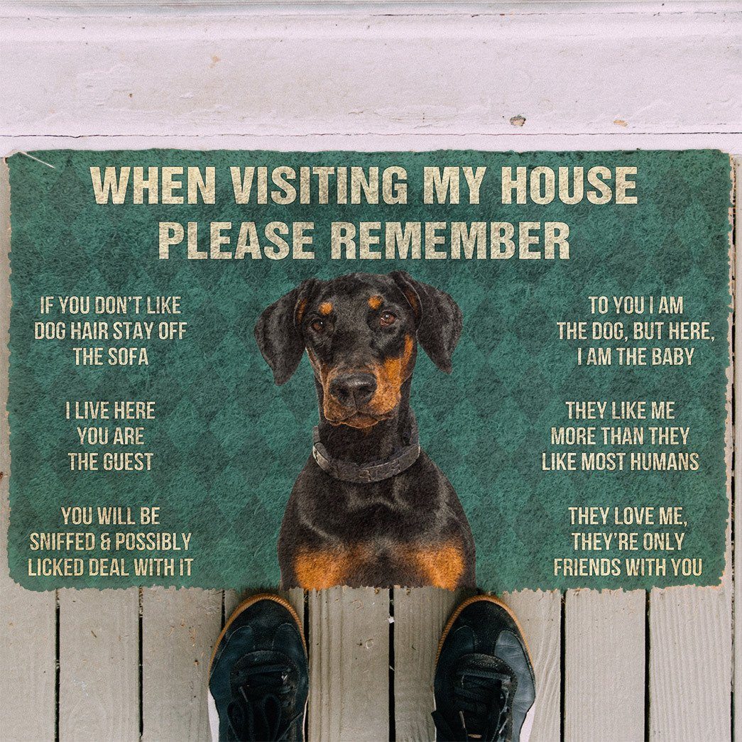 GearHuman 3D Please Remember Doberman Dog's House Rules Doormat GR20017 Doormat