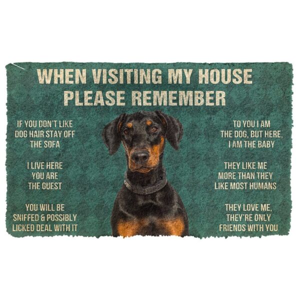 GearHuman 3D Please Remember Doberman Dog's House Rules Doormat GR20017 Doormat Doormat S(15,8''x23,6'') 