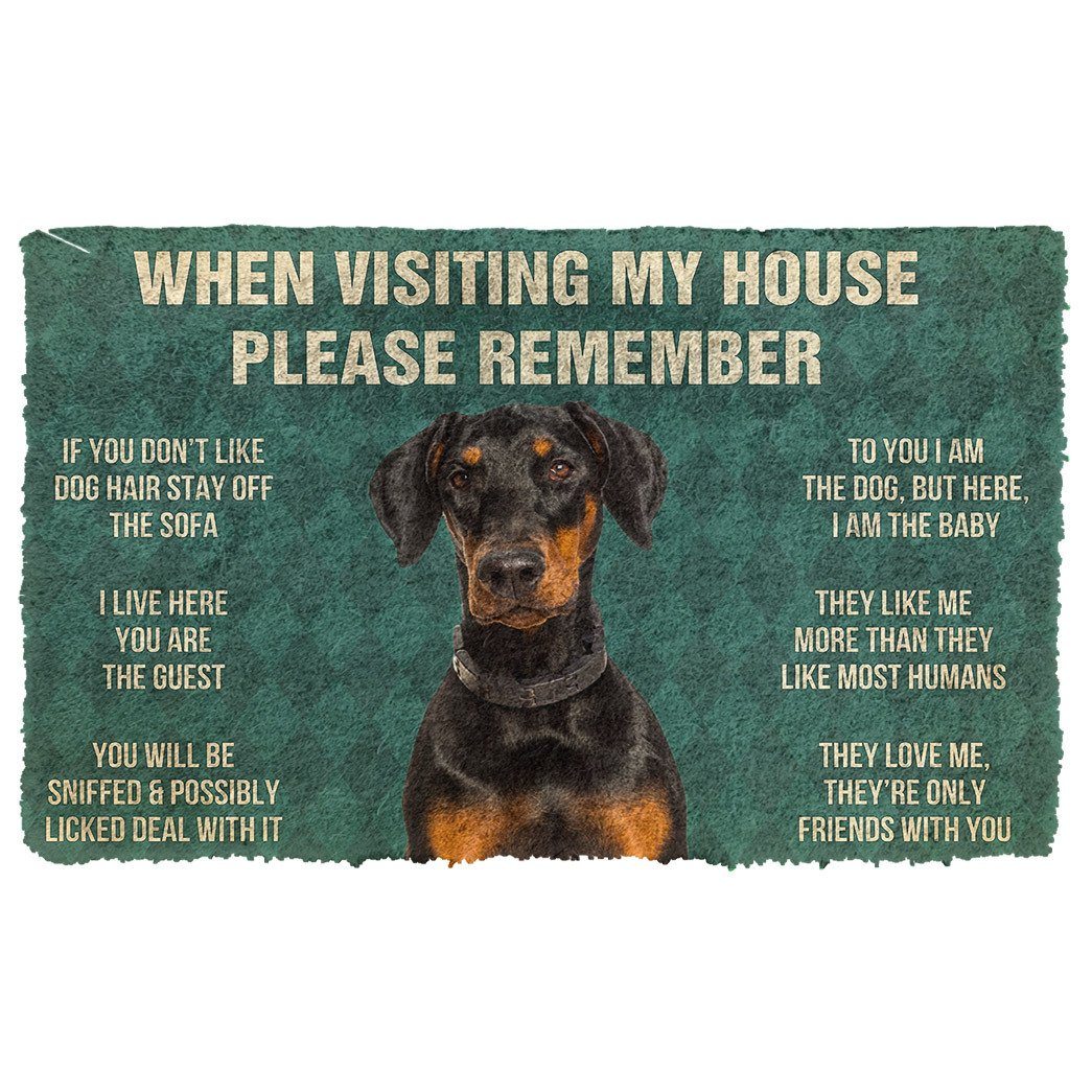 GearHuman 3D Please Remember Doberman Dog's House Rules Doormat GR20017 Doormat Doormat S(15,8''x23,6'')