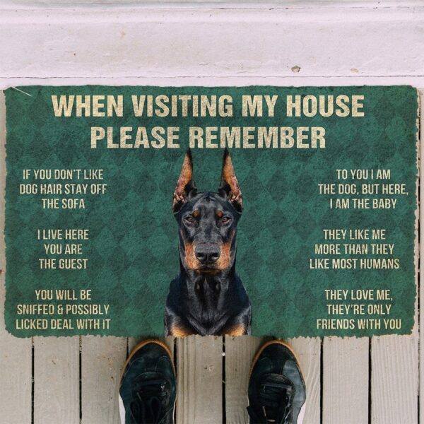 GearHuman 3D Please Remember Doberman Pinscher Dogs House Rules Doormat GV22018 Doormat