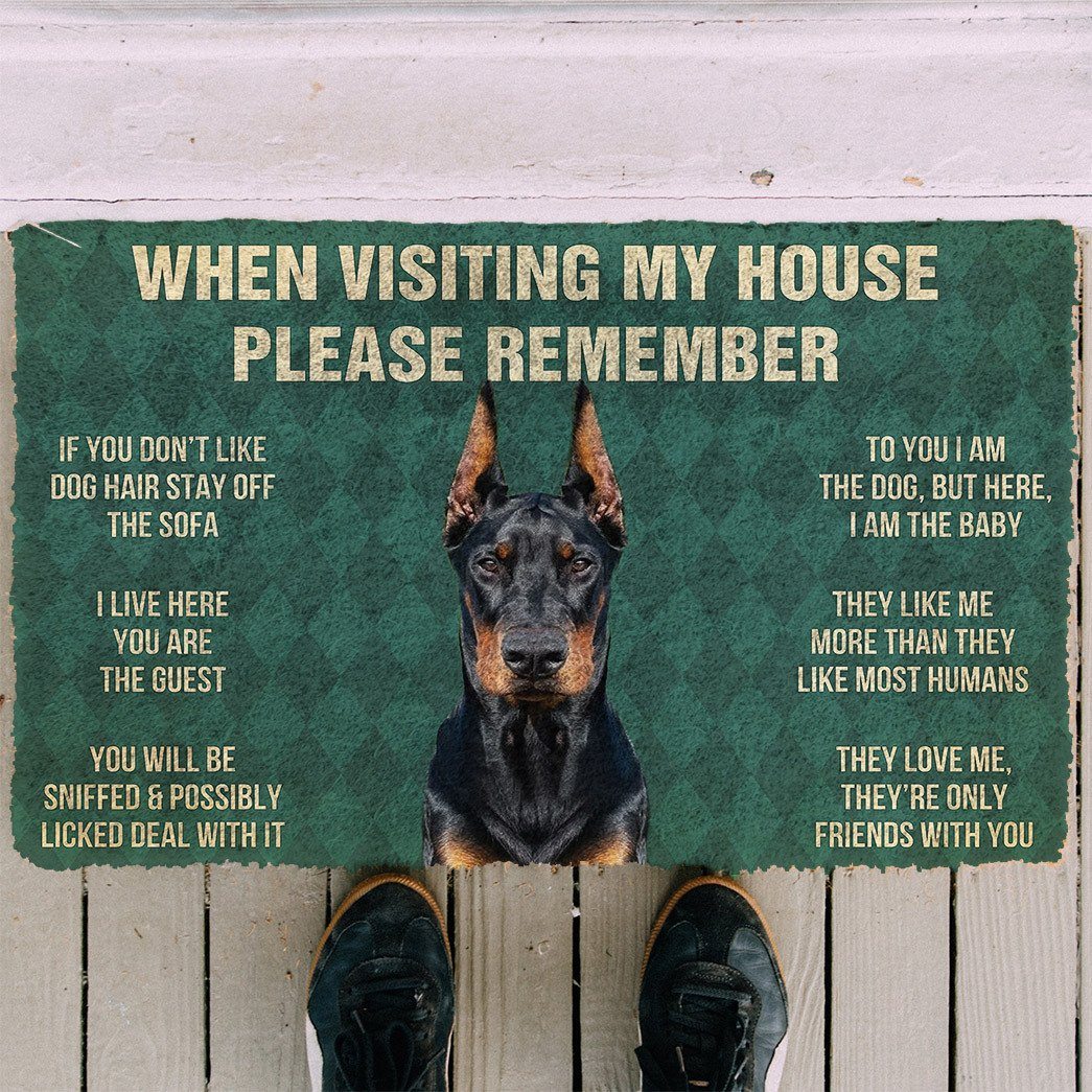 GearHuman 3D Please Remember Doberman Pinscher Dogs House Rules Doormat GV22018 Doormat