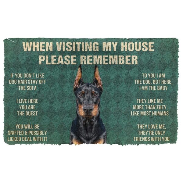 GearHuman 3D Please Remember Doberman Pinscher Dogs House Rules Doormat GV22018 Doormat Doormat S(15,8''x23,6'')