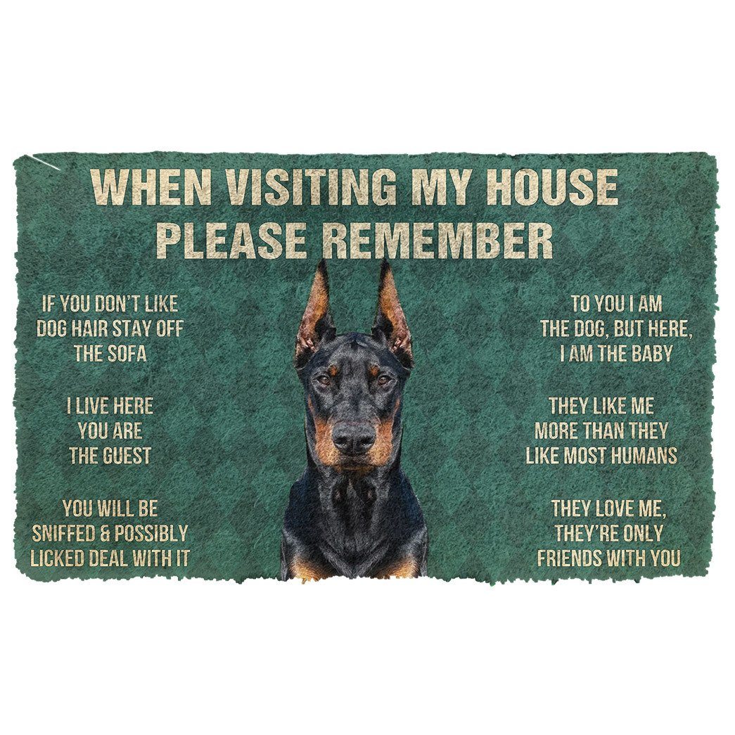 GearHuman 3D Please Remember Doberman Pinscher Dogs House Rules Doormat GV22018 Doormat Doormat S(15,8''x23,6'')