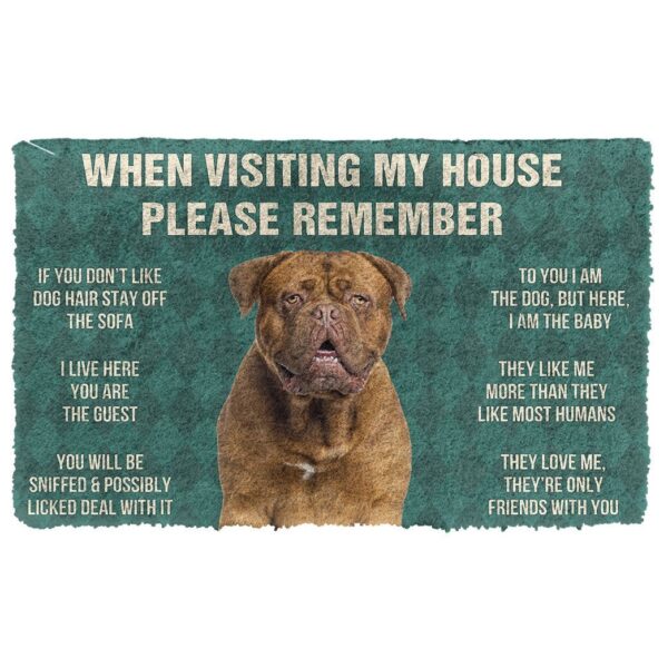GearHuman 3D Please Remember Dogue de Bordeaux Dogs House Rules Doormat GV22019 Doormat Doormat S(15,8''x23,6'')