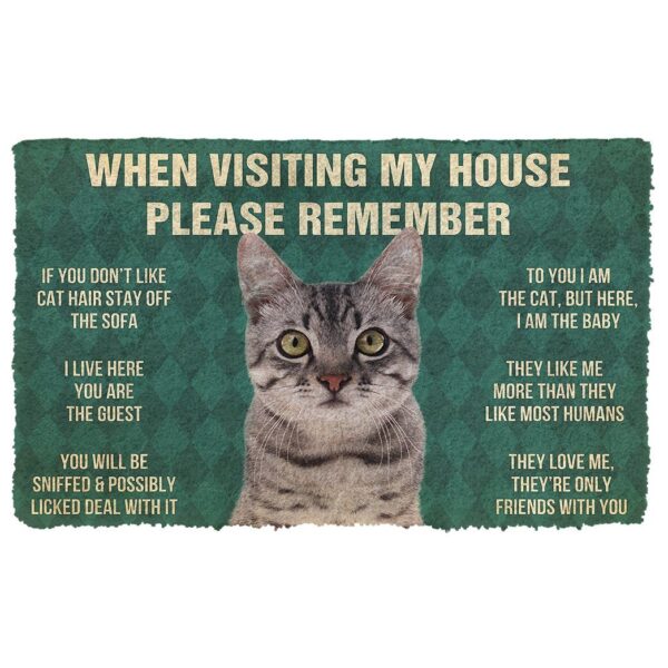 GearHuman 3D Please Remember Gray Tabby Cat House Rules Doormat GR15017 Doormat Doormat S(15,8''x23,6'') 