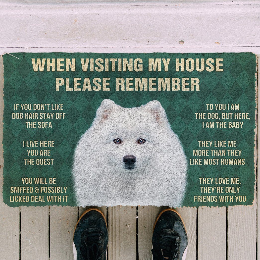 GearHuman 3D Please Remember Japanese Spitz Dogs House Rules Doormat GV250150 Doormat