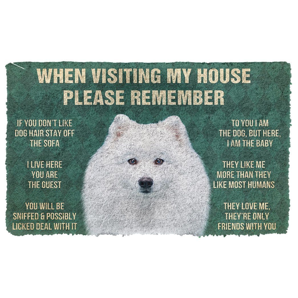 GearHuman 3D Please Remember Japanese Spitz Dogs House Rules Doormat GV250150 Doormat Doormat S(15,8''x23,6'')