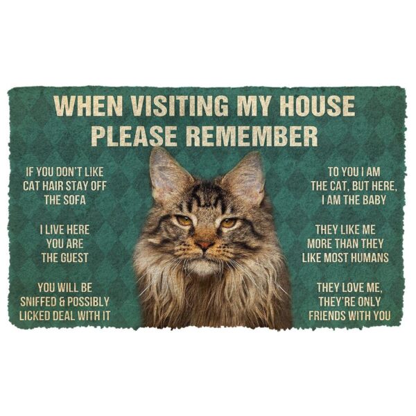 GearHuman 3D Please Remember Maine Coon Cat House Rules Doormat GR220149 Doormat Doormat S(15,8''x23,6'') 