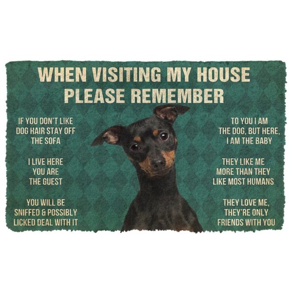 GearHuman 3D Please Remember Miniature Pinscher Dog's House Rules Doormat GW220130 Doormat Doormat S(15,8''x23,6'') 
