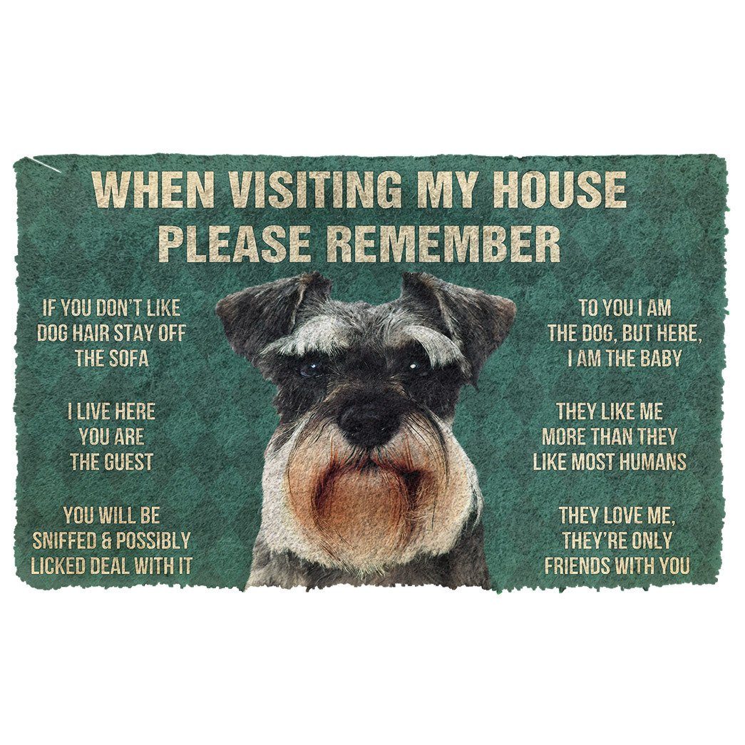 GearHuman 3D Please Remember Miniature Schnauzer Dogs House Rules Doormat GV250126 Doormat Doormat S(15,8''x23,6'')