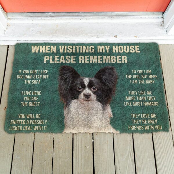 GearHuman 3D Please Remember Papillon Dogs House Rules Doormat GV250128 Doormat