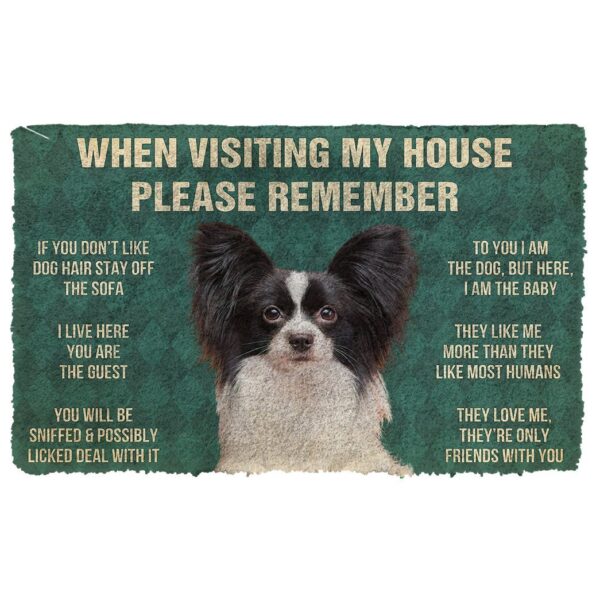GearHuman 3D Please Remember Papillon Dogs House Rules Doormat GV250128 Doormat Doormat S(15,8''x23,6'')
