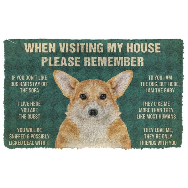 GearHuman 3D Please Remember Pembroke Welsh Corgi Dogs House Rules Doormat GV250129 Doormat Doormat S(15,8''x23,6'')