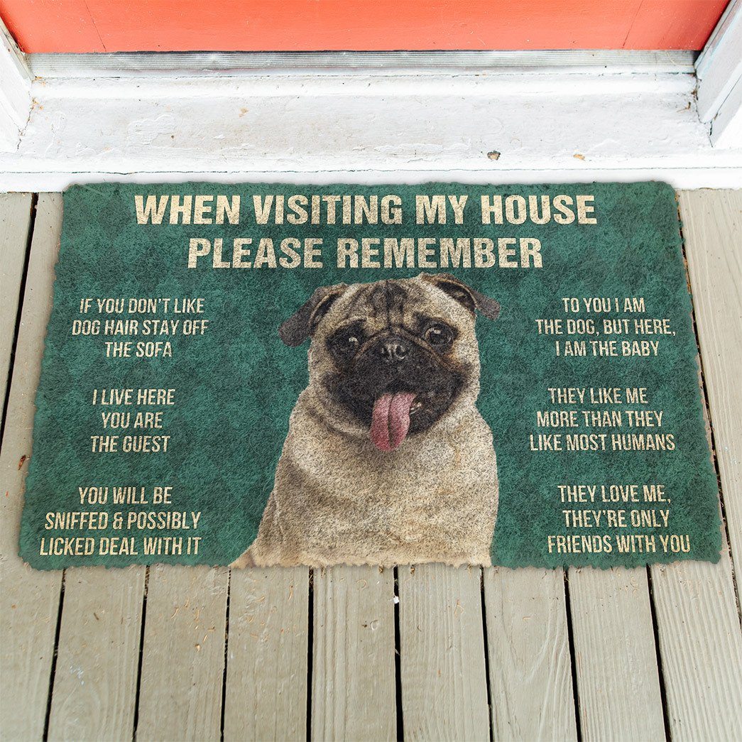 GearHuman 3D Please Remember Pug Dog's House Rules Doormat GR20011 Doormat