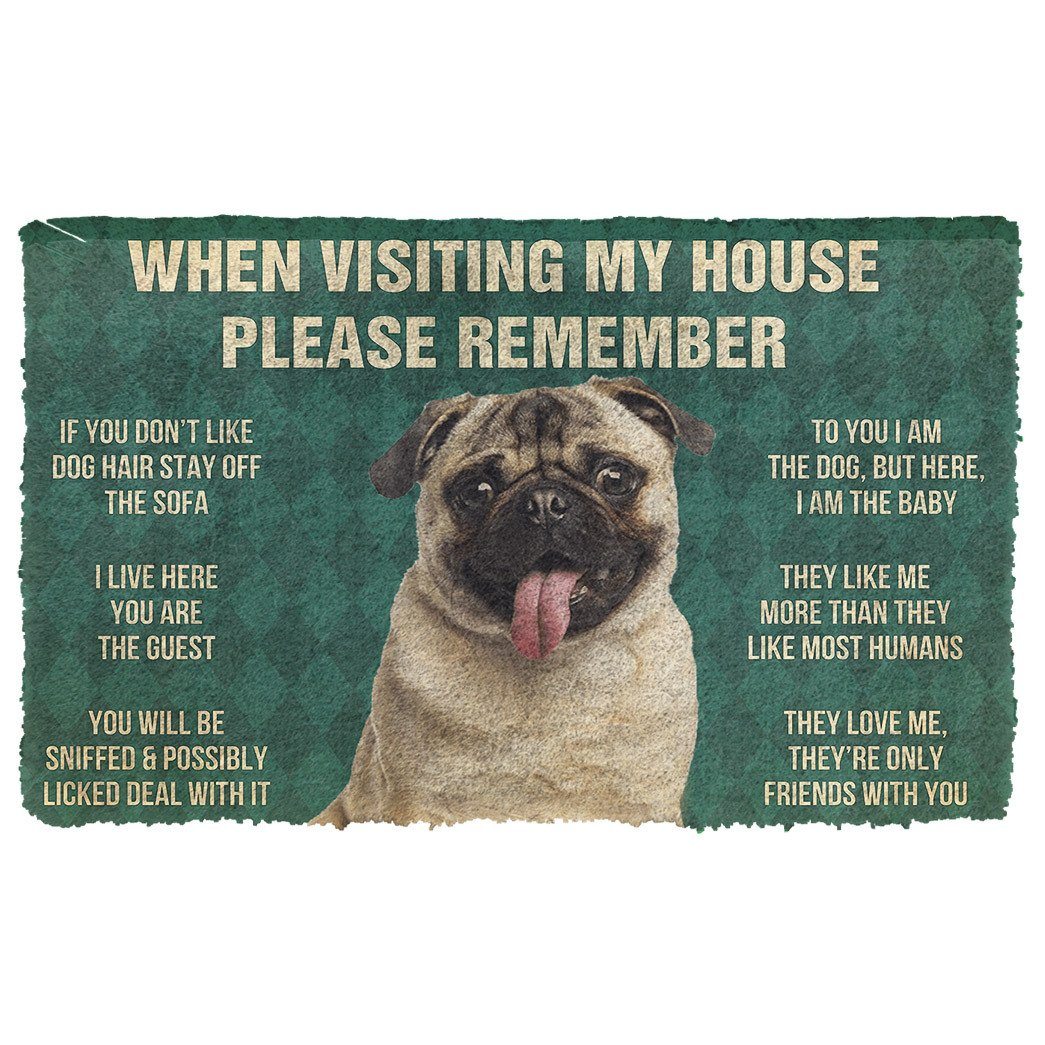 GearHuman 3D Please Remember Pug Dog's House Rules Doormat GR20011 Doormat Doormat S(15,8''x23,6'')