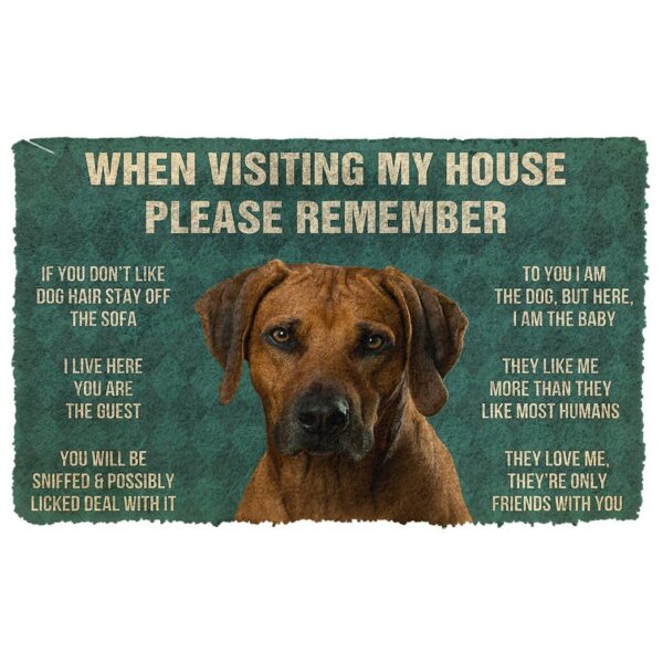 GearHuman 3D Please Remember Rhodesian Ridgeback Dogs House Rules Doormat GV250133 Doormat Doormat S(15,8''x23,6'')