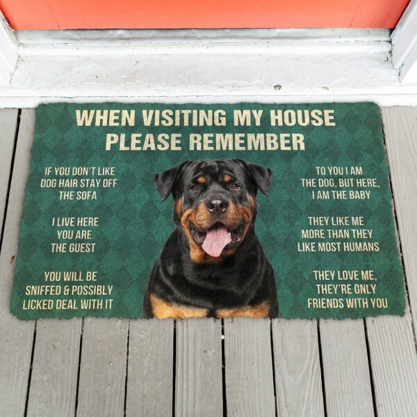 GearHuman 3D Please Remember Rottweiler Dog's House Rules Doormat GW220134 Doormat 