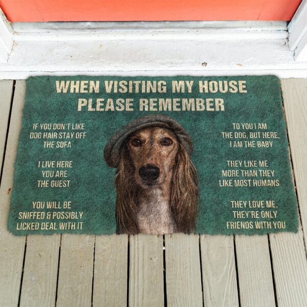 GearHuman 3D Please Remember Saluki Dogs House Rules Doormat GV250134 Doormat
