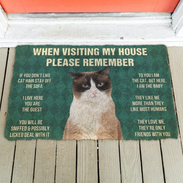 GearHuman 3D Please Remember Snowshoe Cat House Rules Doormat GR140110 Doormat 