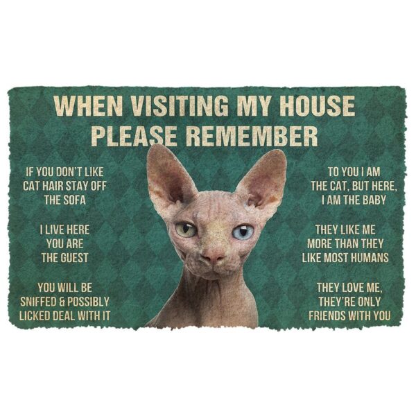 GearHuman 3D Please Remember Sphynx Cat House Rules Doormat GR220151 Doormat Doormat S(15,8''x23,6'') 