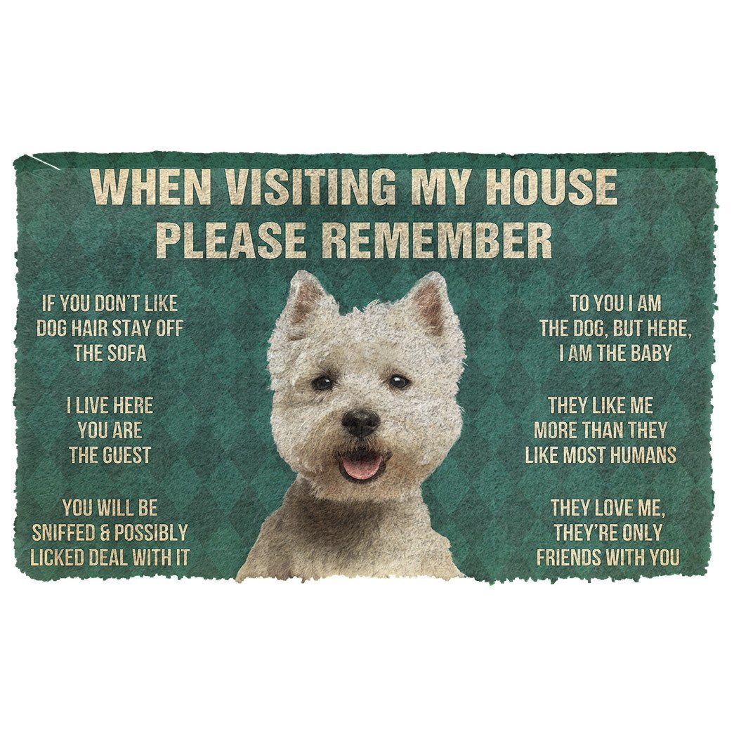 GearHuman 3D Please Remember White Terrier Dog's House Rules Doormat GR200111 Doormat Doormat S(15,8''x23,6'')