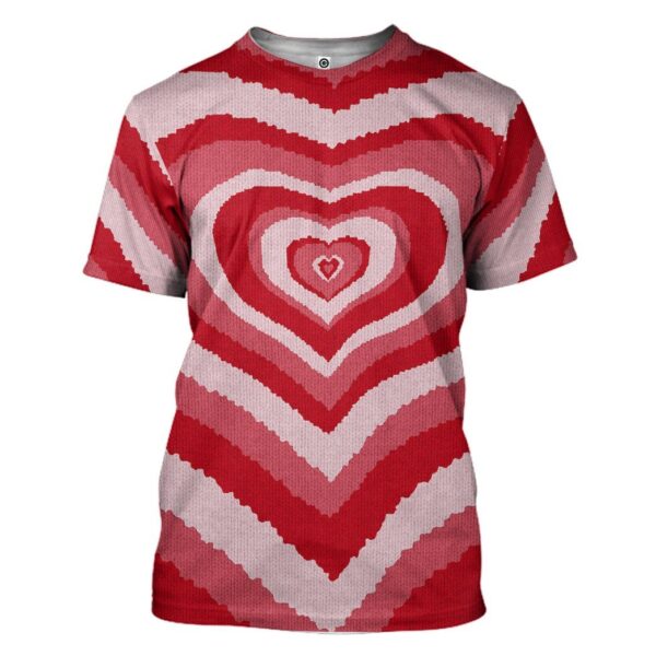 GearHuman 3D Red Heart Wave Custom Sweater GR11016 3D Apparel T-Shirt S 