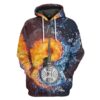 GearHuman 3D Water Fire Dobro Guitar Hoodie GR12013 3D Apparel Hoodie S